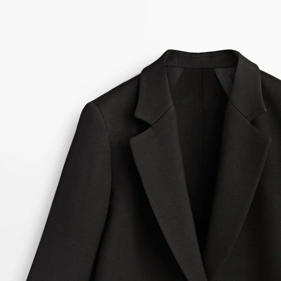 NWT. Massimo Dutti Black 100% Wool Micro-Textured Open Blazer. Size 2, 4. - Picture 8 of 15